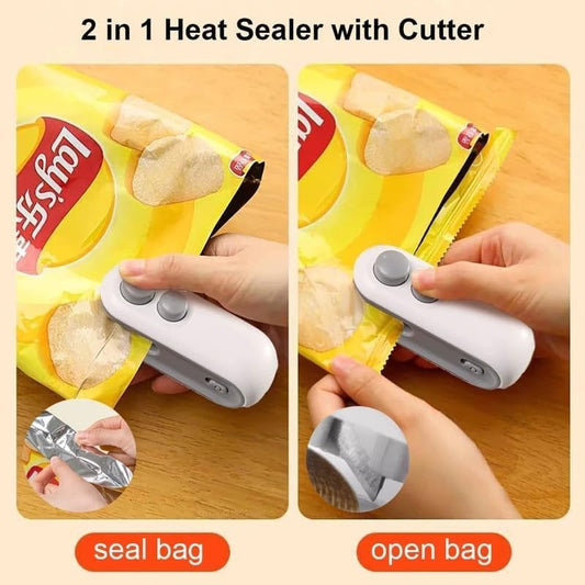 2-in-1 Mini Heat Sealer - Rechargeable Bag Sealer for Food Freshness