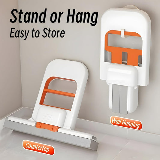 Mini Foldable Desktop Mop – Squeeze Dry, Hands-Free, Wall Hanging