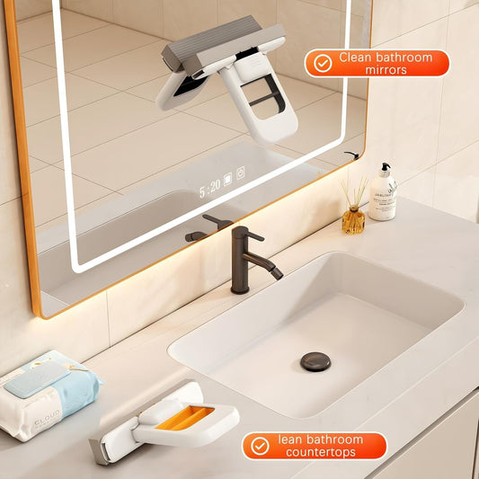 Mini Foldable Desktop Mop – Squeeze Dry, Hands-Free, Wall Hanging