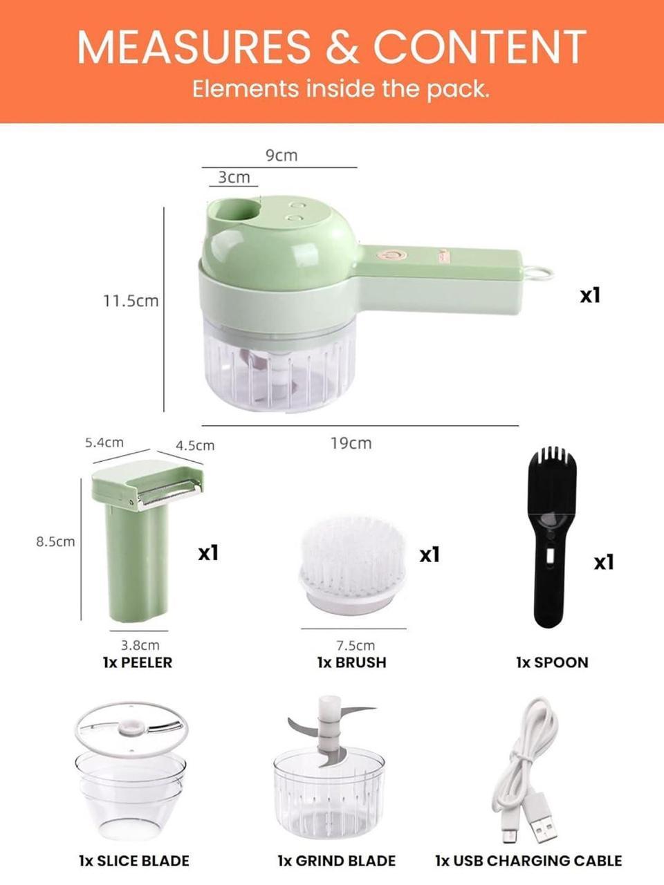 Rechargeable 4-in-1 Electric Vegetable Cutter & Chopper