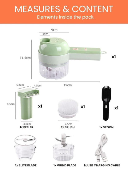 Rechargeable 4-in-1 Electric Vegetable Cutter & Chopper