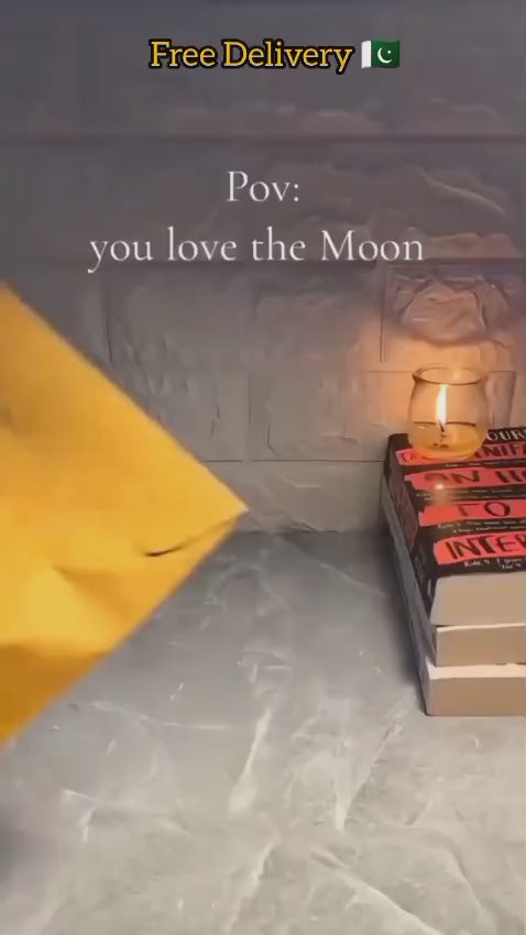 3D Crystal Moon Lamp – Premium LED Night Light with Wooden Base